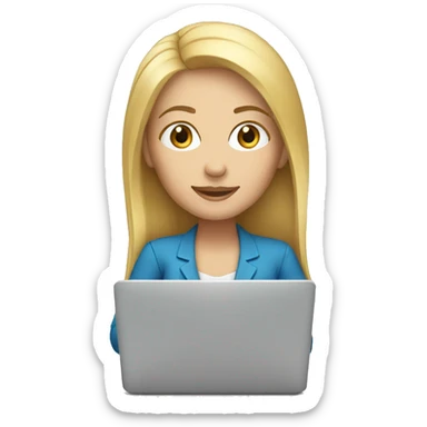 blonde white woman working on laptop sticker