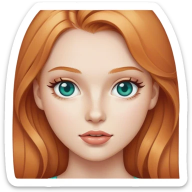 strawberry blonde young woman with teal eyes and beauty mark sticker