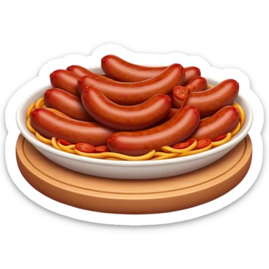Cinematic Realistic Chorizo Dish Emoji, featuring spicy, robust sausage slices rendered with vivid textures and dynamic, appetizing lighting. sticker