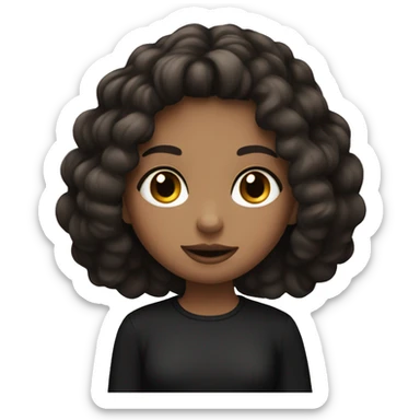 brunette girl with hazel eyes and black oversized shirt sticker