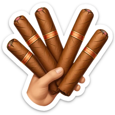 a hand holding lots of cigars sticker