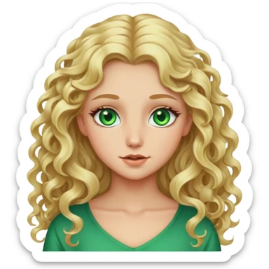Blonde girl with green eyes and long curly hair sticker