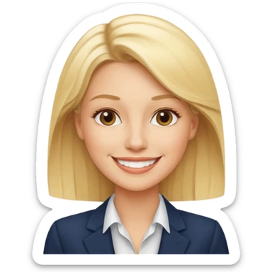 confident blonde woman, age 30s, business leader, CEO sticker