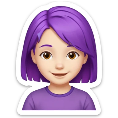 A 5-year-old girl with purple hair sticker