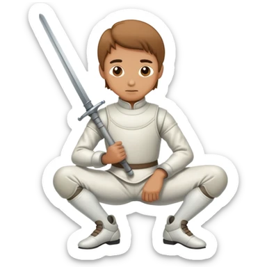 idling fencer in a resting stance sticker
