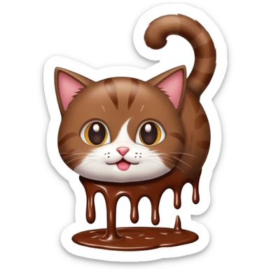 Cat cleaning up spilled chocolate milk sticker