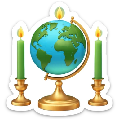 3D emoji style globe with simple candlestick chart in front, minimal design, no calculator, no coins, no money symbols, no dollar signs, clean professional look, transparent background sticker