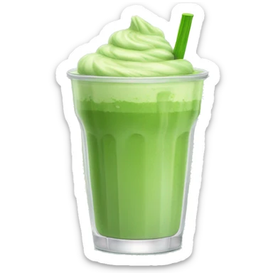 Tall glass cup of bright green iced matcha latte without wipped cream and without any face or animation on the glass sticker