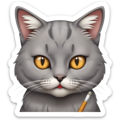 cat with cigarette in mouth staring intensely sticker