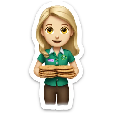 white girl scout selling cookie sticker