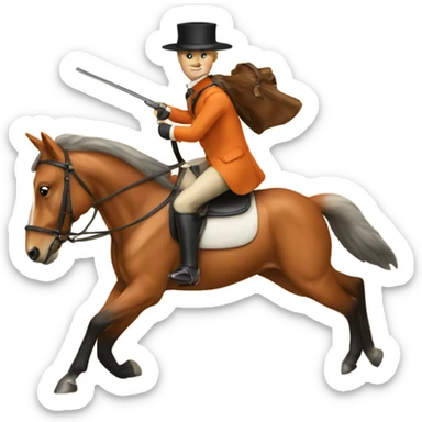 Fox hunting on horse sticker