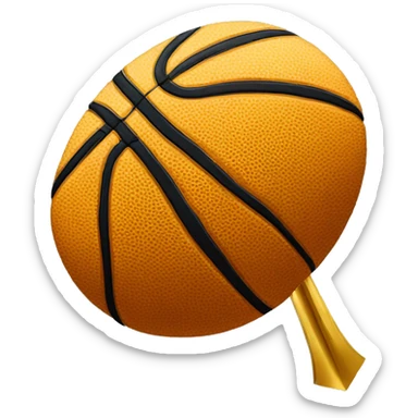 a basketball with a thin  long arrow in gold color hitting in the middle of it visably from the side sticker