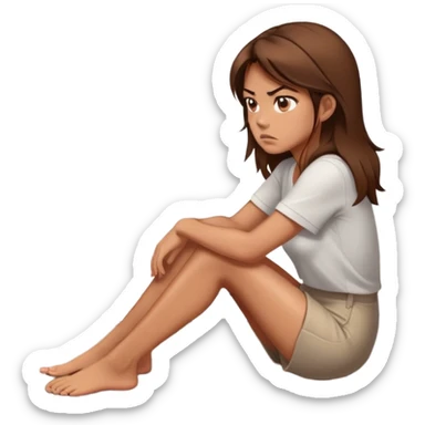 angry woman with brown hair sitting on a floor in profile avoiding conversation sticker