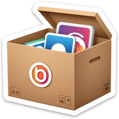 a box open with swipe files inside and instagram logo on the box sticker