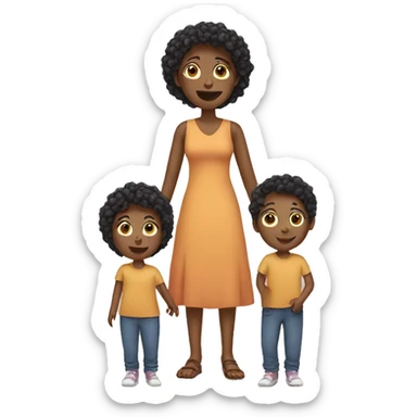 woman with 2 children sticker