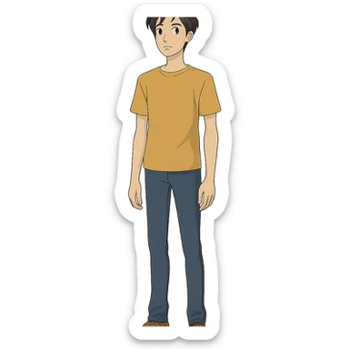 slim ectomorph male body type, standing sticker