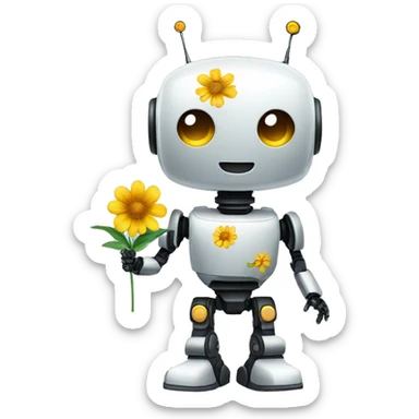 a robot with a flower sticker