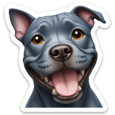blue staffordshire bull terrier smiling sticker