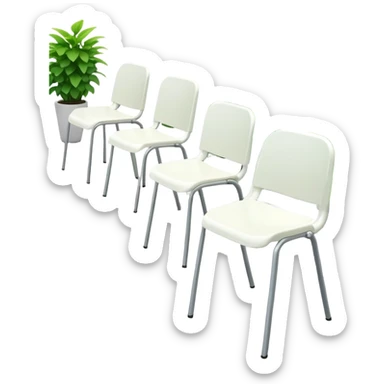  white plastic chairs amongst plants sticker