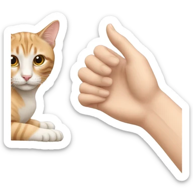 cat listening hand next to ear sticker