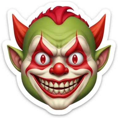 I want just one head but to be the combination of these three emojis 🤡👺👹 sticker