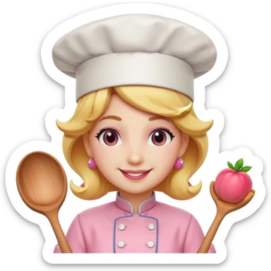 Pink chef princess peach sticker