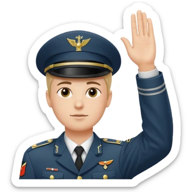 Solider giving a German salute with his hand held high and straight diagonally upward viewed from the side sticker