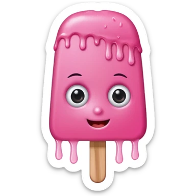 happy pink popsicle with eyes and beanie sticker