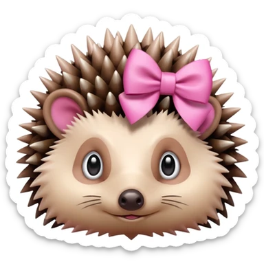 Hedgehog with pink bow sticker