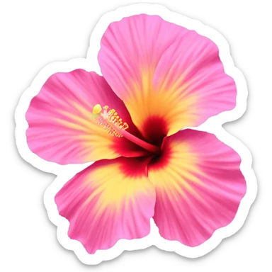 yellow and pink hibiscus flower sticker