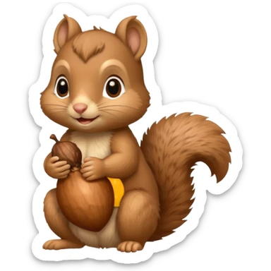 baby squirrel hold a acorn sticker