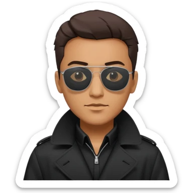 man in black trenchcoat and matrix sunglasses sticker