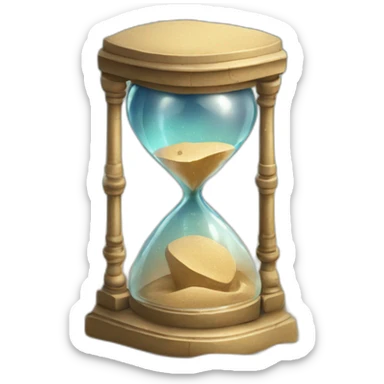 Ancient sand clock with broken glass sticker