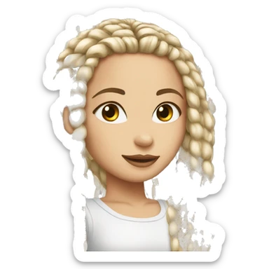 White girl with box braids sticker