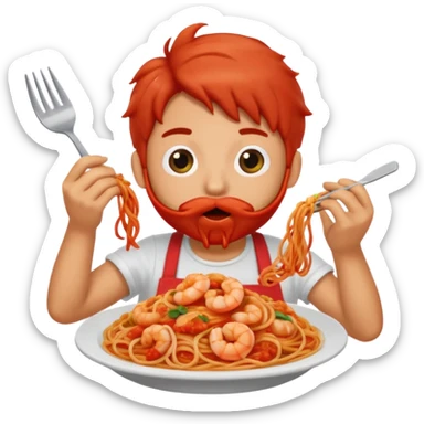 shrimp eating spaghetti  sticker
