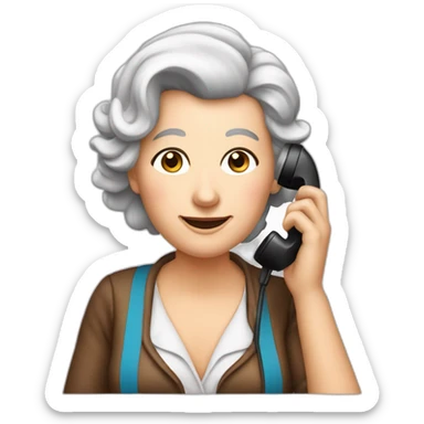 weiße frau am Telefon Gerät wie 80er Jahre lange braune haare sticker