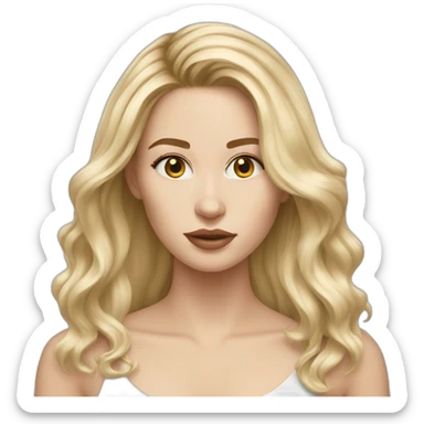 White women, long blonde balayage hair, no emotion sticker
