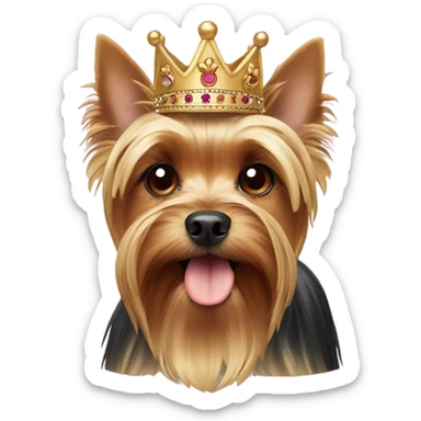 Yorkshire terrier wearing a crown sticker