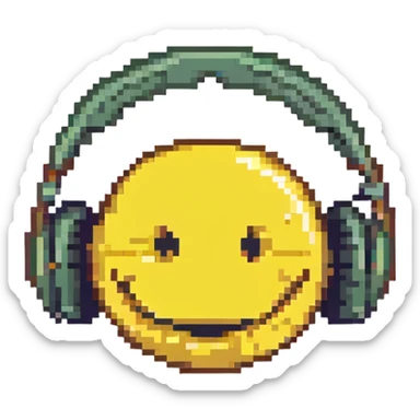 nodding smiley face wearing headphones sticker