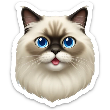 Himalayan cat with tongue out, blue eyes sticker