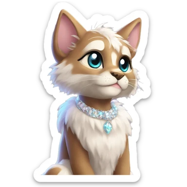 Furry, sparkle, iridescent, colorful, pastel, edgy, cool, fantasy beautiful, brown, beige, white, divine, godly, angelic, animal, anthro, full body, fursona, feline sticker