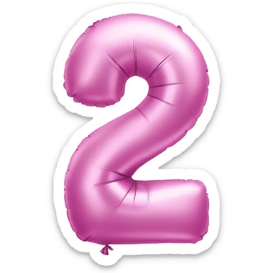 Pink baloon in the shape of number 2 sticker
