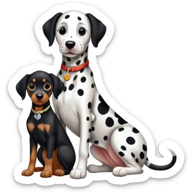 1 Dalmatian adult + 1 dobermann puppy sticker