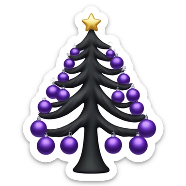 Black Christmas tree with purple ornaments sticker