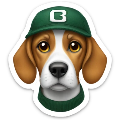 Beagle wearing a packer hat sticker
