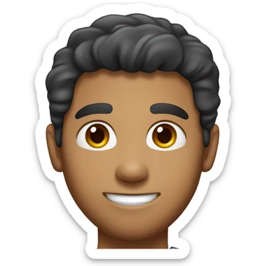 a lighter complected hispanic man with straight hair, freckles, and dimples at work  sticker