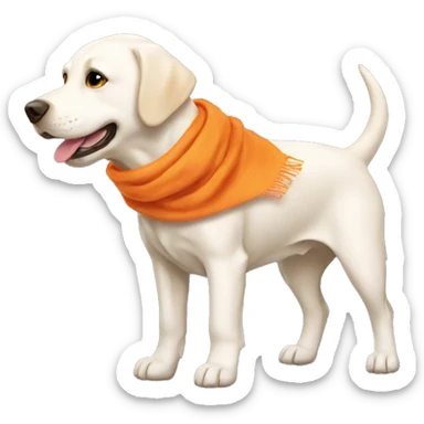 White Labrador with orange scarf  sticker