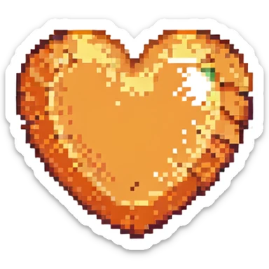 orange heart, pixel art style, small and vibrant sticker