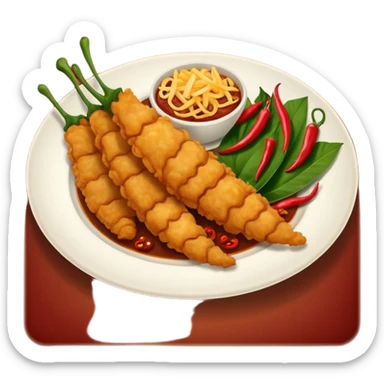 indonesian fried food with chili on a plate sticker