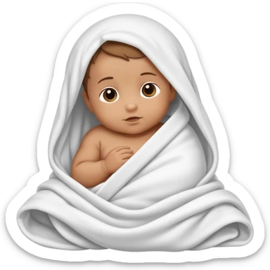 tanned baby swaddled in a white blanket sticker